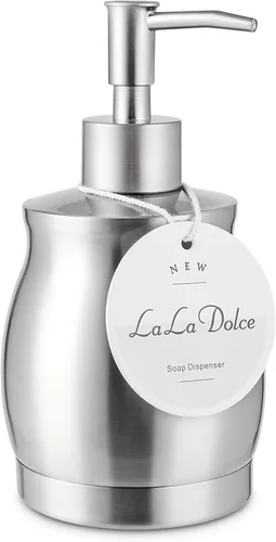 Miniatura 8 de Dispensador de Jabón LALA DOLCE con Cuerpo de Acero Inoxidable Cepillado y Acabado en Níquel, Revestimiento de Vidrio y Bomba de Mano