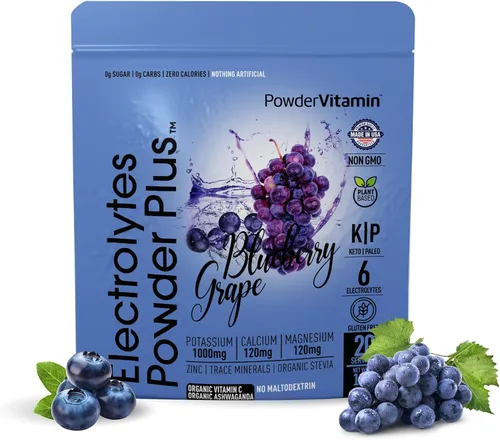 Miniatura 37 de Polvo de Electrolitos Plus (50 porciones), 0 calorías Keto, 0 azúcar, sin maltodextrina, 1000 mg de potasio, 120 mg de calcio, 120 mg de magnesio