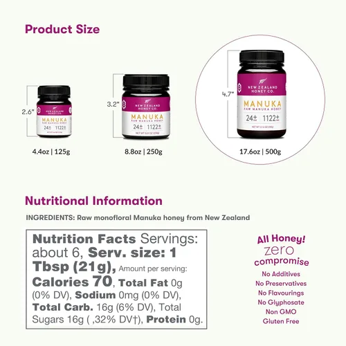 Miniatura 4 de New Zealand Honey Co. Miel de manuka cruda UMF 24+ / MGO 1122+ Certificado UMF 17.6oz Miel cruda pura