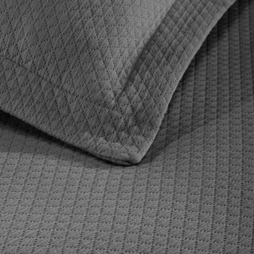 Miniatura 7 de Cubrecama doble Superior Diamond Solitaire de algodón de primera calidad Jacquard Matelassé con fundas de almohada a tono, color aguamarina, gris