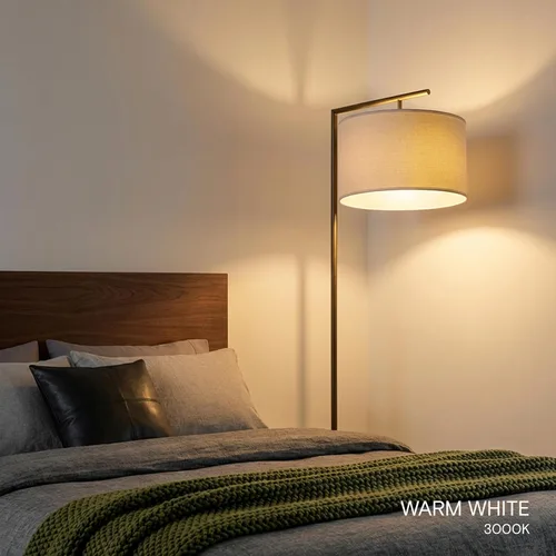 Miniatura 6 de Brightech Montage - Lámpara de pie moderna - Lámpara de pie LED con pantalla bronceada para salas de estar y oficinas - Luz de lectura para Negro