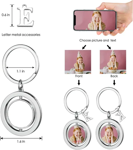 Miniatura 3 de Llavero personalizado con texto de imagen, llavero personalizado de doble cara, llavero de fotos colorido personalizado, regalo para mujeres