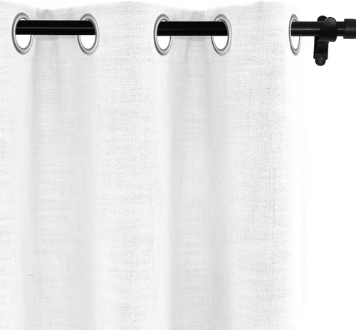 Miniatura 37 de Fcosie Cortinas opacas de lino 100 % opacas de 50 pulgadas de ancho x 63 pulgadas de largo, paneles de cortina con ojales para sala de estar