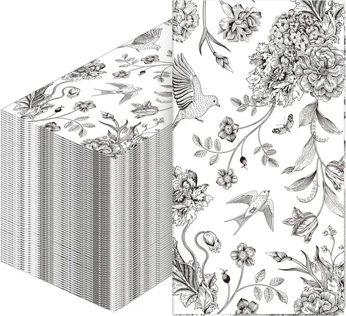 Tatuo 200 piezas de servilletas de papel floral toallas de mano desechables para baño, toallas decorativas para invitados, para baño, ducha,