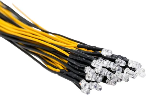 Miniatura 20 de 30 piezas de luces LED UV de 12 voltios, 3 mm, diodo emisor precableado, 20 cm, DC 12 V, lente transparente, luz LED ultravioleta, pequeñas lámparas