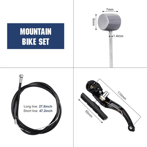 Miniatura 2 de Riakrum 2 juegos de frenos de bicicleta que incluyen 2 pares de frenos tipo V con 2 cables de freno y 4 tapas de extremo de cable para bicicletas