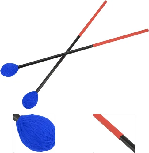 Miniatura 6 de Marimba Mallets, mazos de teclado de hilo duro medio, mango de fibra de carbono, hilo de algodón, palillo de tambor para instrumentos de percusión