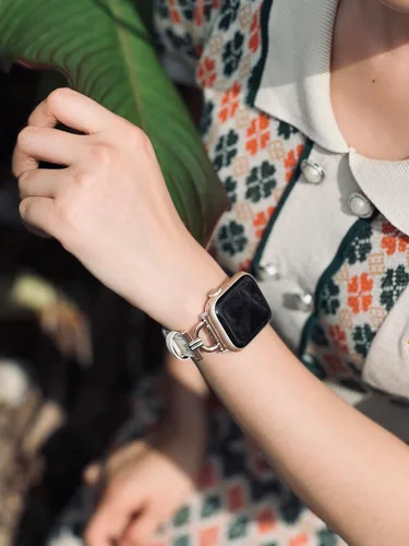 Miniatura 2 de Correa de cuero genuino compatible con Apple Watch para mujeres 38mm 40mm 41mm 42mm (serie 2024 10), correa de cuero delgada de diseñador