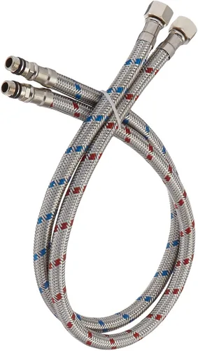 Miniatura 7 de Conector de grifo de 24 pulgadas de largo, 2 líneas de suministro de grifo, manguera de inodoro trenzada de acero inoxidable, rosca de compresión