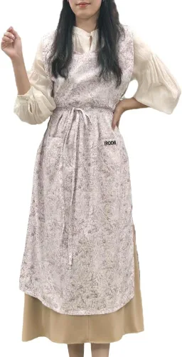 Miniatura 7 de IRODA Delantal impermeable para mujer, diseño floral elegante, tela 100% impermeable, ajuste ajustable, suave y ligero