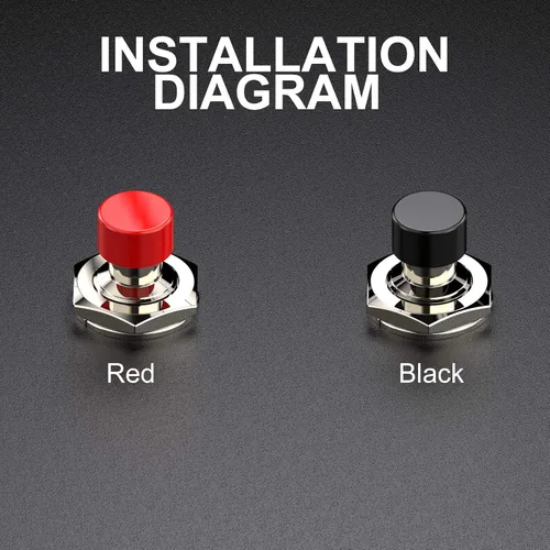 Miniatura 8 de Interruptor de botón momentáneo, 1A 250VAC SPST Mini interruptores de botón cerrado normal (NC) tapa negra y roja - 10 piezas