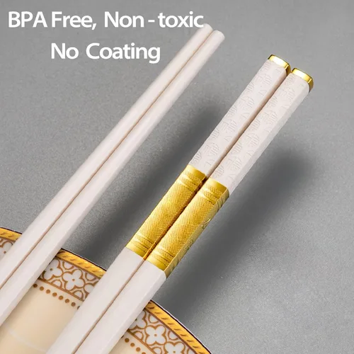 Miniatura 4 de 5 pares de palillos reutilizables aptos para lavavajillas, 9.96 pulgadas / 10.0 in mate antideslizante de fibra de vidrio, palillos chinos/japoneses