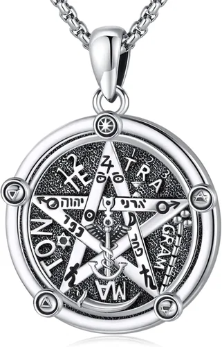 Joyería Mágica para Mujeres y Hombres Nudo de Bruja Plata 925 Original Collar de Nudo de Bruja Tetragrammaton Hecate Collar Lilith Collar Pentagrama