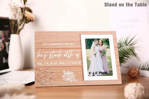 Miniatura 2 de Regalo de marco de fotos de boda para dama de honor de la novia, despedida de soltera, ducha nupcial para mejores amigas, hermana, mejor amiga - "Él