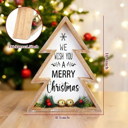 Miniatura 2 de Decoraciones de mesa de Navidad para el hogar, centro de mesa de árbol de Navidad, decoración interior de madera, árboles de Navidad rústicos