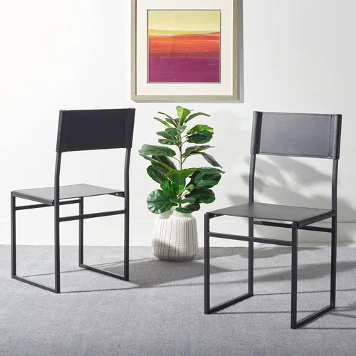 Miniatura 2 de SAFAVIEH Home Collection Layne Silla de comedor negra para sala de estar (totalmente montada)