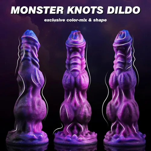 Miniatura 7 de Consolador Monstruo Fantasía Caballo de 9.6 pulgadas con 2 Nudos Grandes, Consoladores de Nudo Enorme Gruesos Estilo Perro Dragón con Ventosa