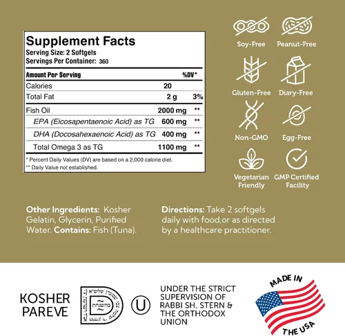 Miniatura 5 de Zahler Aceite de pescado Omega 3 - Suplementos Omega 3 con ácidos grasos, 600 mg de EPA y 400 mg de DHA - Suplementos derivados de atún kosher