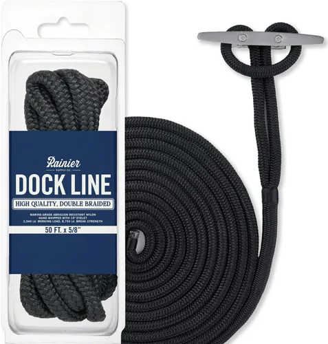 Miniatura 9 de RainierSupplyCo Líneas de Amarre - Paquete de 2 cuerdas de barco para atraque con bucle, cuerda marina de nailon doble trenzada de alta calidad