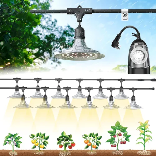 Miniatura 12 de Luces de Cultivo Exteriores para Invernadero, Luces de Cultivo de Invernadero de Espectro Completo para Plantas Exteriores, Luz de Cultivo en Cadena