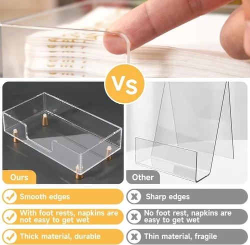 Miniatura 6 de LUVCOSY - Servilletero acrílico con pies, toallero acrílico para invitados, bandeja de almacenamiento de toallas de mano transparente, diseño único