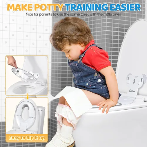 Miniatura 3 de Orzbow Asiento plegable de entrenamiento para ir al baño, asiento de inodoro para niños pequeños para viajes con ventosas para inodoros de adultos