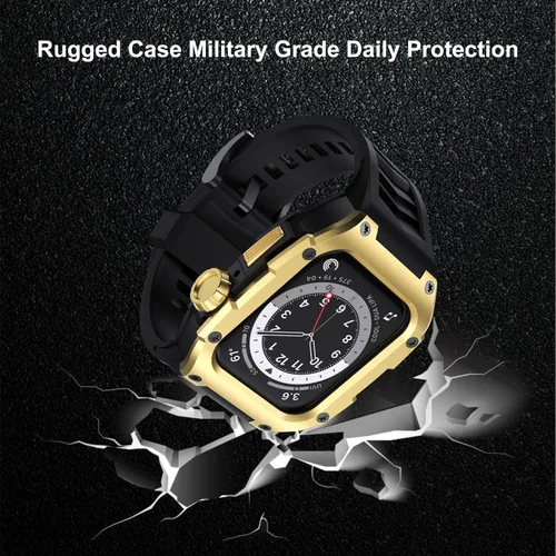 Miniatura 3 de Correa compatible con Apple Watch Band de 1.772 pulgadas Series 9/Series 8 7, carcasa resistente de metal inoxidable resistente con correa deportiva