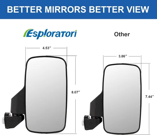 Miniatura 8 de UTV Ranger Espejo Retrovisor y Juego de Espejos Laterales Compatible con Polaris Ranger 500 570 900 1000 XP Crew 2015-2024, Accesorios UTV de Tubo