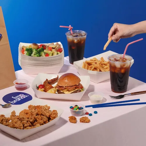 Miniatura 6 de Fit Meal Prep Paquete de 125 bandejas de papel de 5 libras para alimentos desechables de alta resistencia, bandeja de nachos blancos para fiestas