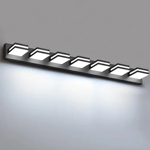 Miniatura 29 de IZORRO Luces LED modernas para baño (8 luces, regulables), iluminación de pared acrílica blanca mate, luces de tocador para baño sobre espejo, 6000