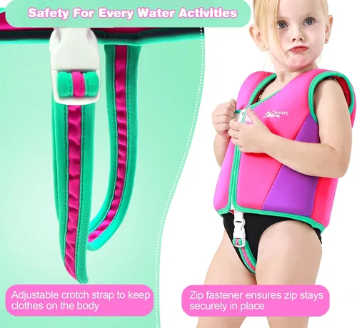 Miniatura 2 de Chaleco de natación para niños pequeños Chalecos flotadores para niños y niñas Chaqueta de natación con flotador Traje de baño con flotabilidad Rosa