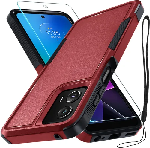 Miniatura 31 de Funda compatible con Moto G 5G 2024, cuerpo completo, resistente, resistente, a prueba de golpes, con correa de cordón, protector de pantalla