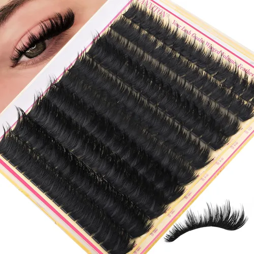 Miniatura 13 de Extensiones de racimos de pestañas voluminosas con racimos de manga puntiagudos, 300D, pestañas de 10-18 mm de grosor, extensiones de pestañas