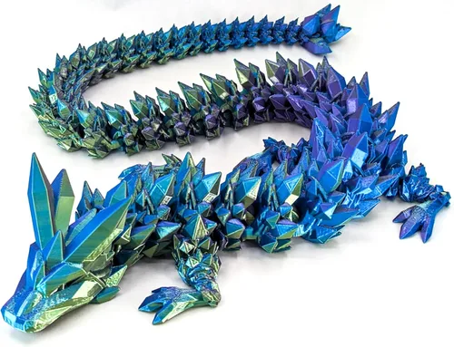 Miniatura 9 de Dragón de cristal articulado mediano de 12 pulgadas, figura de dragón de plástico impresa en 3D multicolor, colores nacarados del arco iris