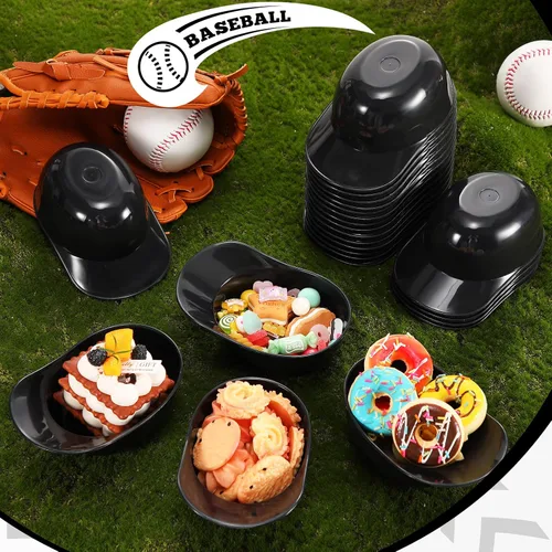 Miniatura 5 de Baderke Cuencos para gorra de béisbol de postre de helado, tazón de 8 onzas, mini tazones para casco, vasos de plástico para suministros de fiesta
