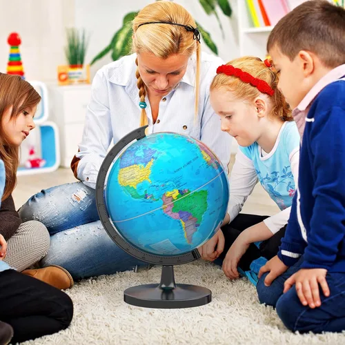 Miniatura 9 de Globo de 33 cm para niños y adultos, globo mundial interactivo para niños con base estable de metal pesado, superficie HD impermeable y escribible