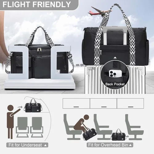 Miniatura 301 de Pequeña bolsa de gimnasio para mujer, bolsa de viaje con compartimento para zapatos