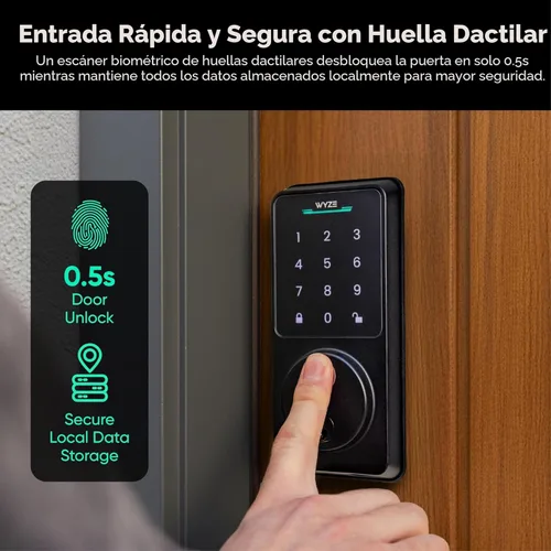 Miniatura 3 de Wyze Auto-Lock Bolt v2, cerradura inteligente de entrada sin llave con huella dactilar, escáner de aprendizaje AI con Wi-Fi, cerrojo de puerta