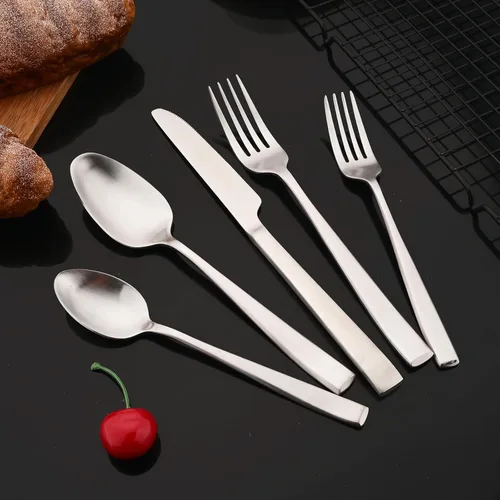 Miniatura 5 de JASHII Juego de 4 cuchillos de cena de 9.05 pulgadas, acero inoxidable 304 chapado en titanio, cuchillos de mesa de plata mate, esparcidor