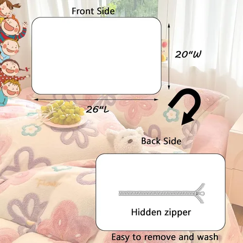 Miniatura 3 de MorroMorn Fundas de Almohadas Decorativas Florales, 2 Paquetes Fundas de Almohadas de Felpa Tamaño Estándar, Fundas de Almohadas Suaves y Peludas