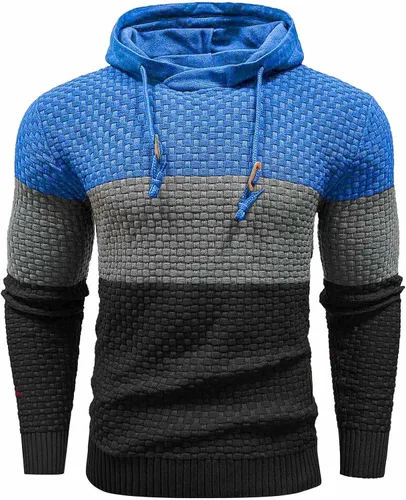 Miniatura 4 de Zaitun - Sudadera de punto con capucha para hombre, de manga larga, color liso, suéter con capucha