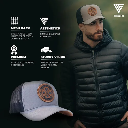 Miniatura 22 de Urban Effort Gorra trasera de malla, para hombres y mujeres, gorra de béisbol de 5 paneles, gran cierre a presión para caza y senderismo