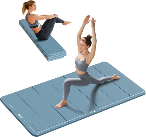 PAIDU Tapete de yoga plegable de grosor de 2/5 pulgadas (0.394 in), diseño antideslizante de elastómero termoplástico, plegado rápido, fácil Gris