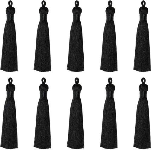 Tupalizy 10 borlas suaves y sedosas hechas a mano con lazo para colgar marcapáginas, llaveros, aretes, pulseras, fabricación de joyas, recuerdo,