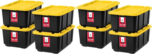 Miniatura 14 de IRIS USA Paquete de 4 contenedores de almacenamiento de 27 galones con tapas, fabricados en Estados Unidos, contenedores de plástico resistentes