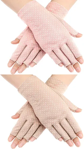 Maxdot Guantes sin dedos, antideslizantes, con protección UV, guantes de conducción, guantes de verano al aire libre para mujeres y niñas