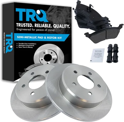 Miniatura 30 de TRQ Juego de pastillas de freno semimetálicas traseras y rotores compatibles con Chevrolet Trailblazer 02-06 Trailblazer EXT 04-06 SSR 02-07 GMC