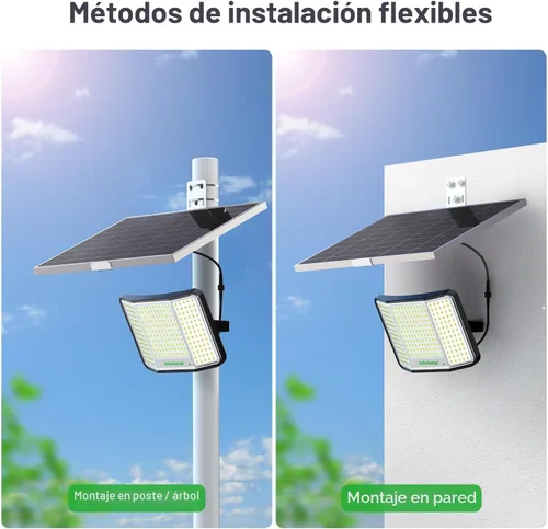 Miniatura 4 de intelamp Luces solares impermeables para exteriores, 20000 mAh, 2000 lúmenes, reflector exterior con control remoto con cable de 16.4 pies