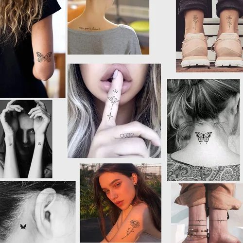 Miniatura 6 de Tatuajes temporales realistas para mujeres - 60 hojas de tatuajes falsos pequeños y diminutos removibles para adultos, 185 piezas minimalistas a