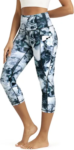 Miniatura 36 de ODODOS - Leggings capri de cintura alta para mujer con bolsillos, control de abdomen, no se transparentan, para entrenamiento atlético, running